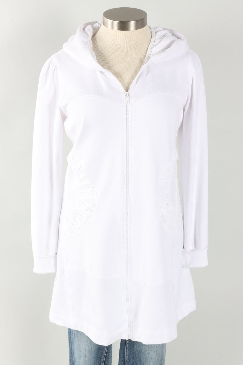 Long Hoodie Jacket - White
