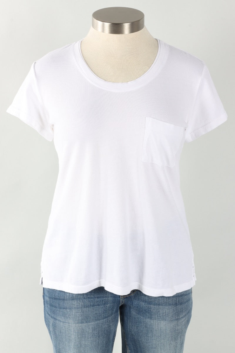 High Low Pocket Tee - White