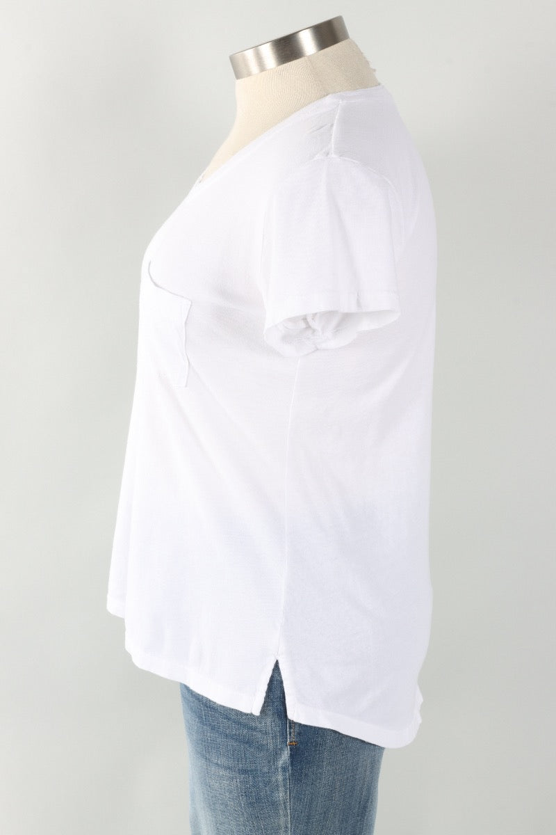 High Low Pocket Tee - White