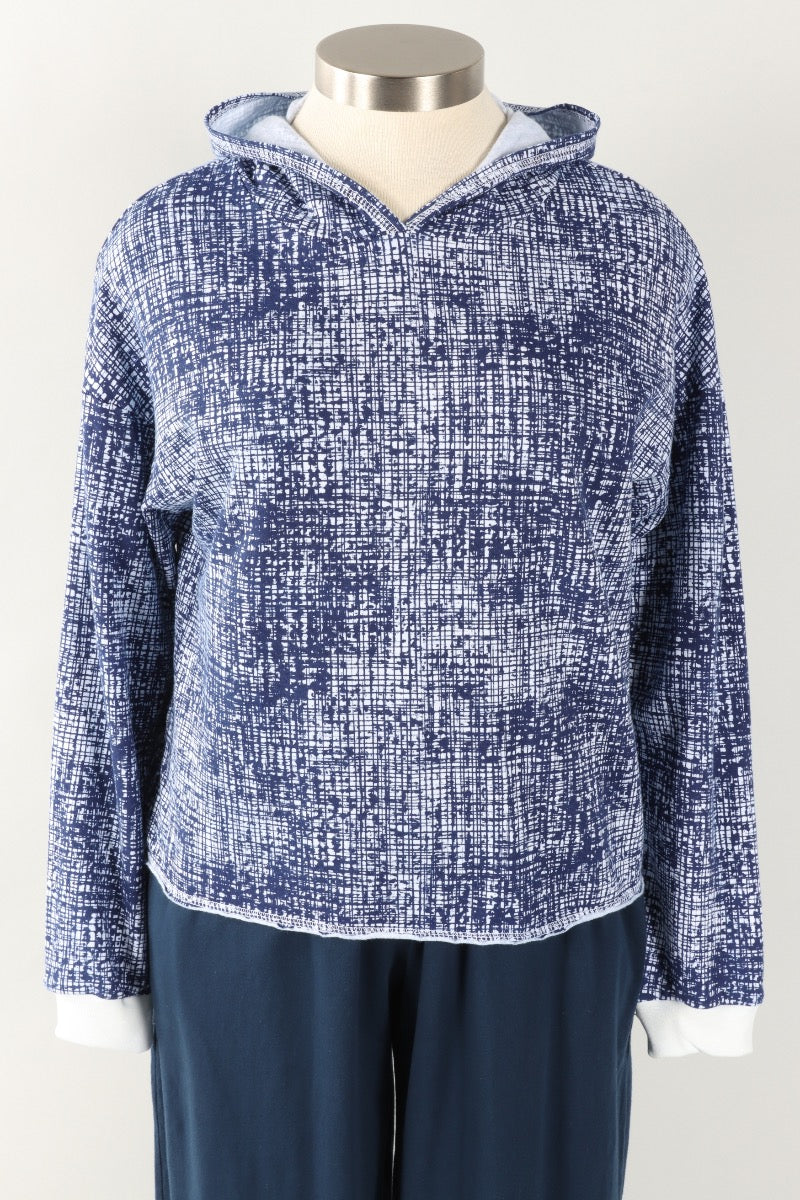 Hoodie Pullover - White Maze Print