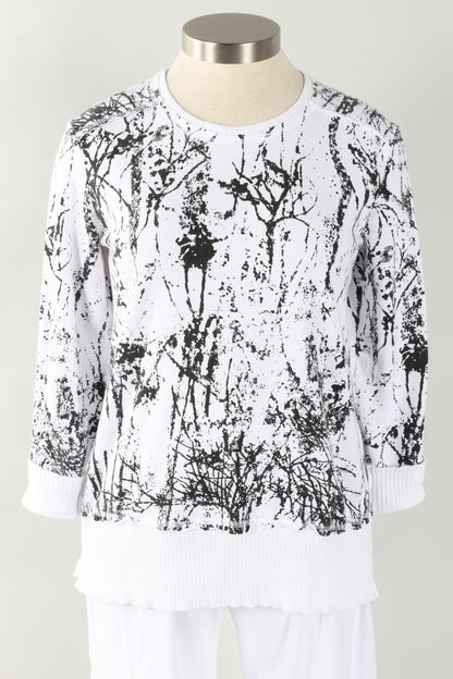 Split Tunic - White Branches Print