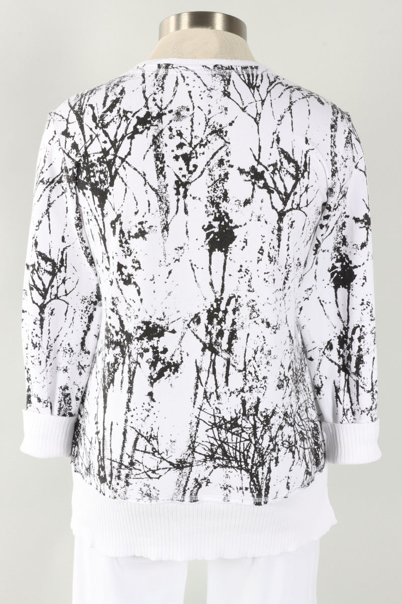 Split Tunic - White Branches Print