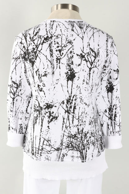 Split Tunic - White Branches Print