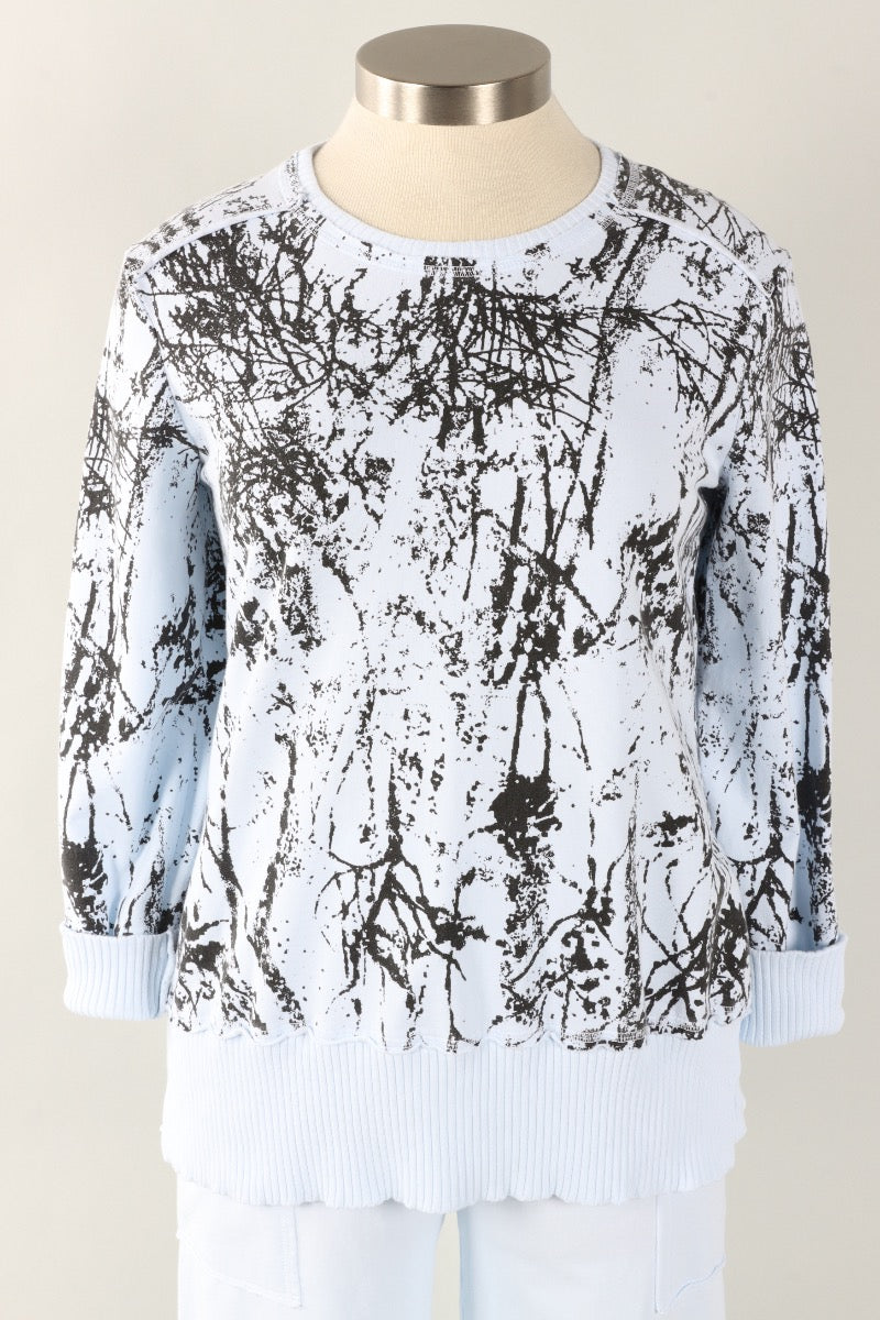 Split Tunic - Powder Blue Branches Print