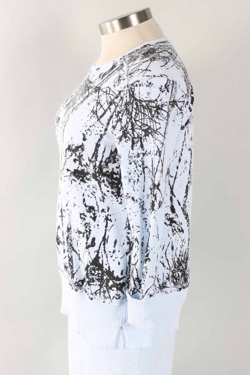 Split Tunic - Powder Blue Branches Print