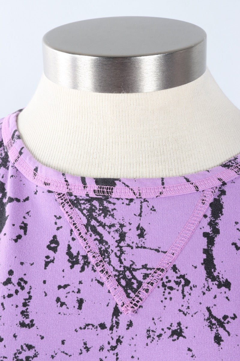 Stretch Terry Sweatshirt - Tulip Branches Print