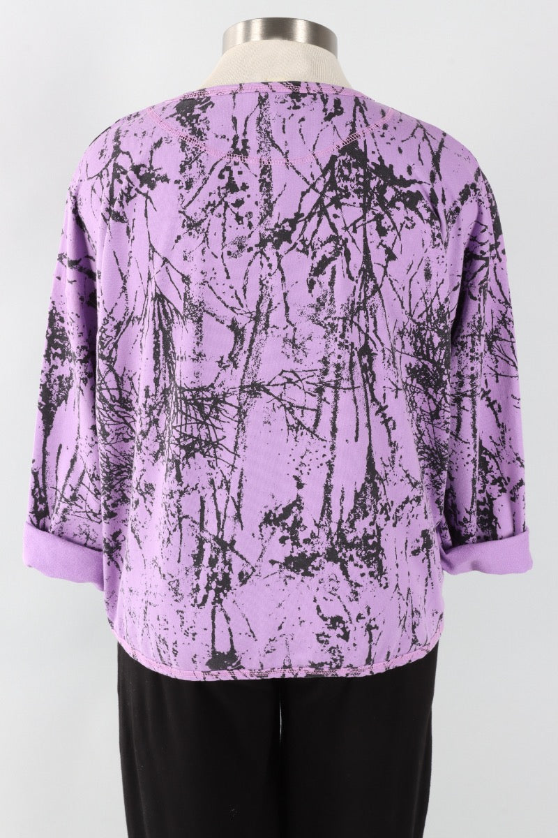 Stretch Terry Sweatshirt - Tulip Branches Print