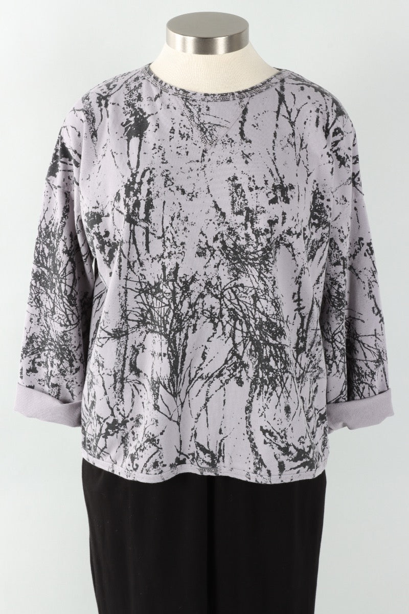 Stretch Terry Sweatshirt - Platinum Branches Print
