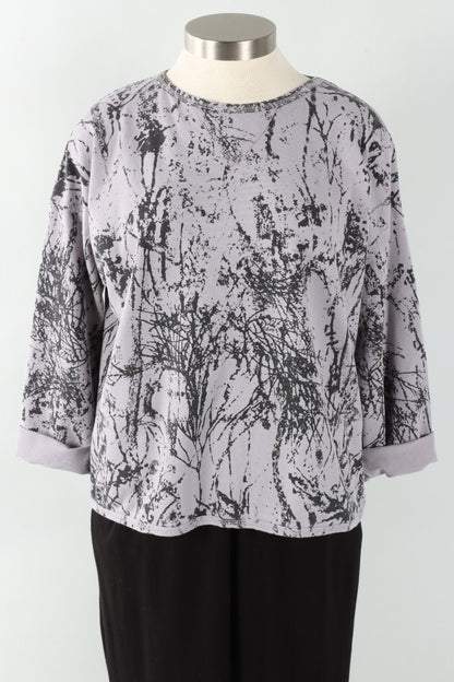 Stretch Terry Sweatshirt - Platinum Branches Print
