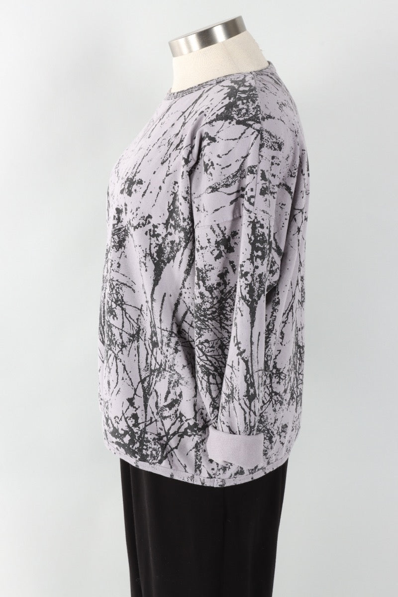 Stretch Terry Sweatshirt - Platinum Branches Print