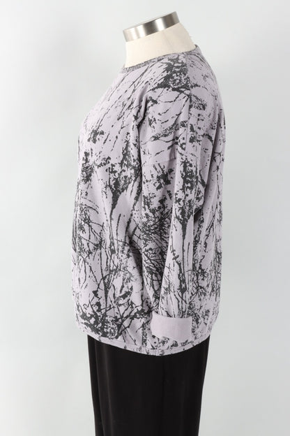 Stretch Terry Sweatshirt - Platinum Branches Print