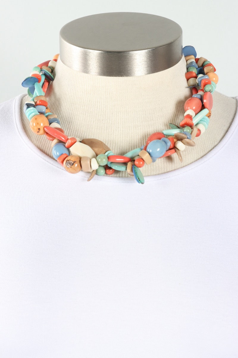 Serena Necklace - Poppy Coral Combo