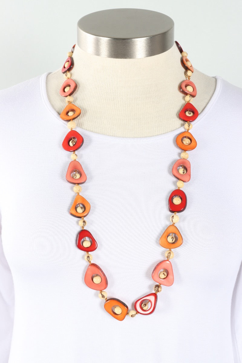 Aztec Necklace - Red, Melon & Poppy Coral