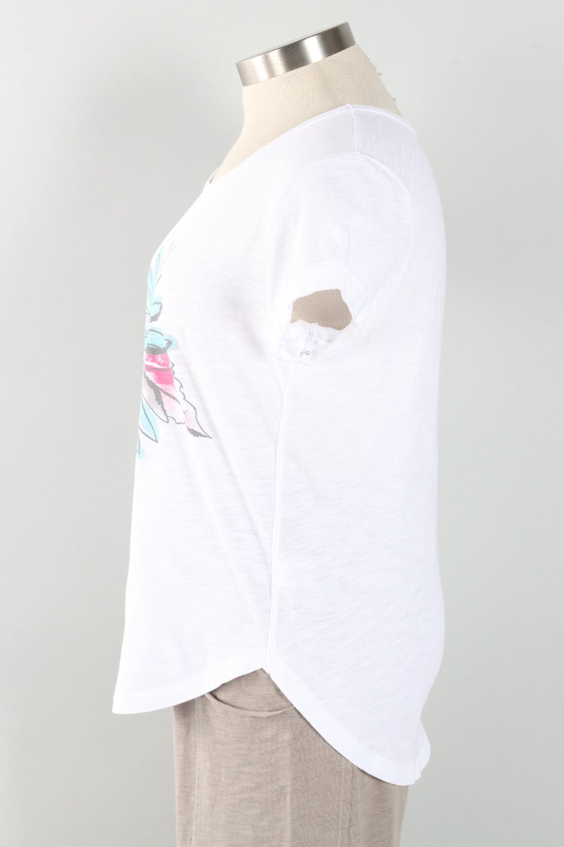 Cuff Sleeve Tee - White