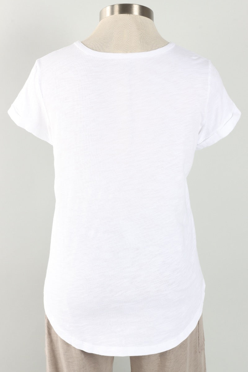 Cuff Sleeve Tee - White