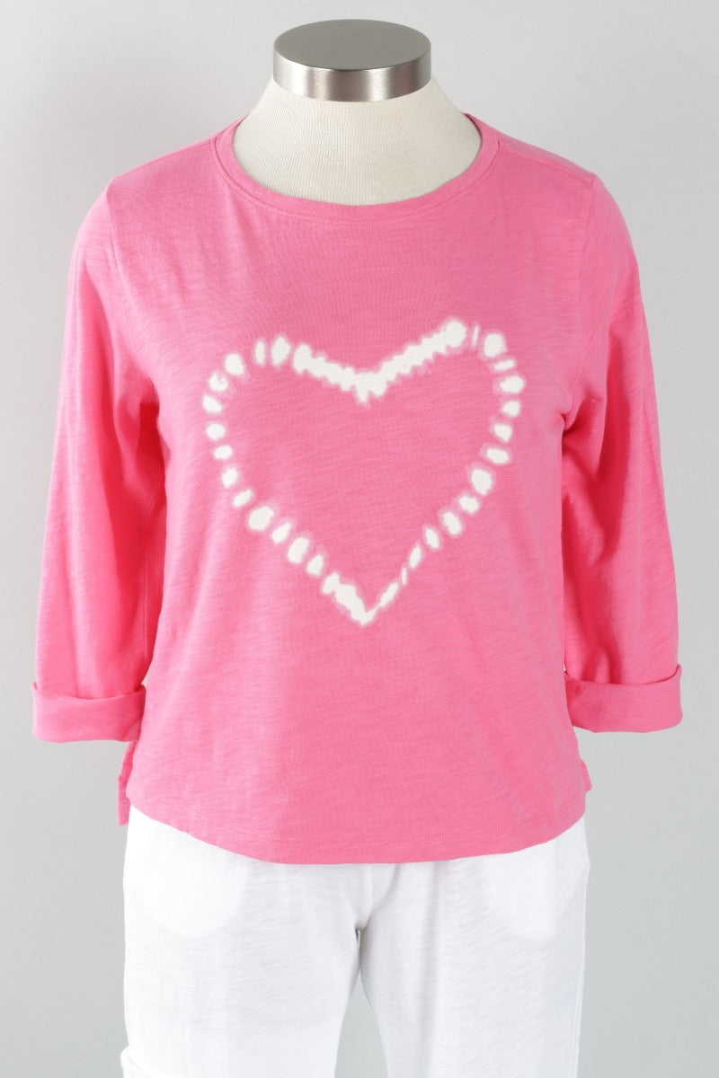 Shibori Heart Boxy Tee - Cosmo