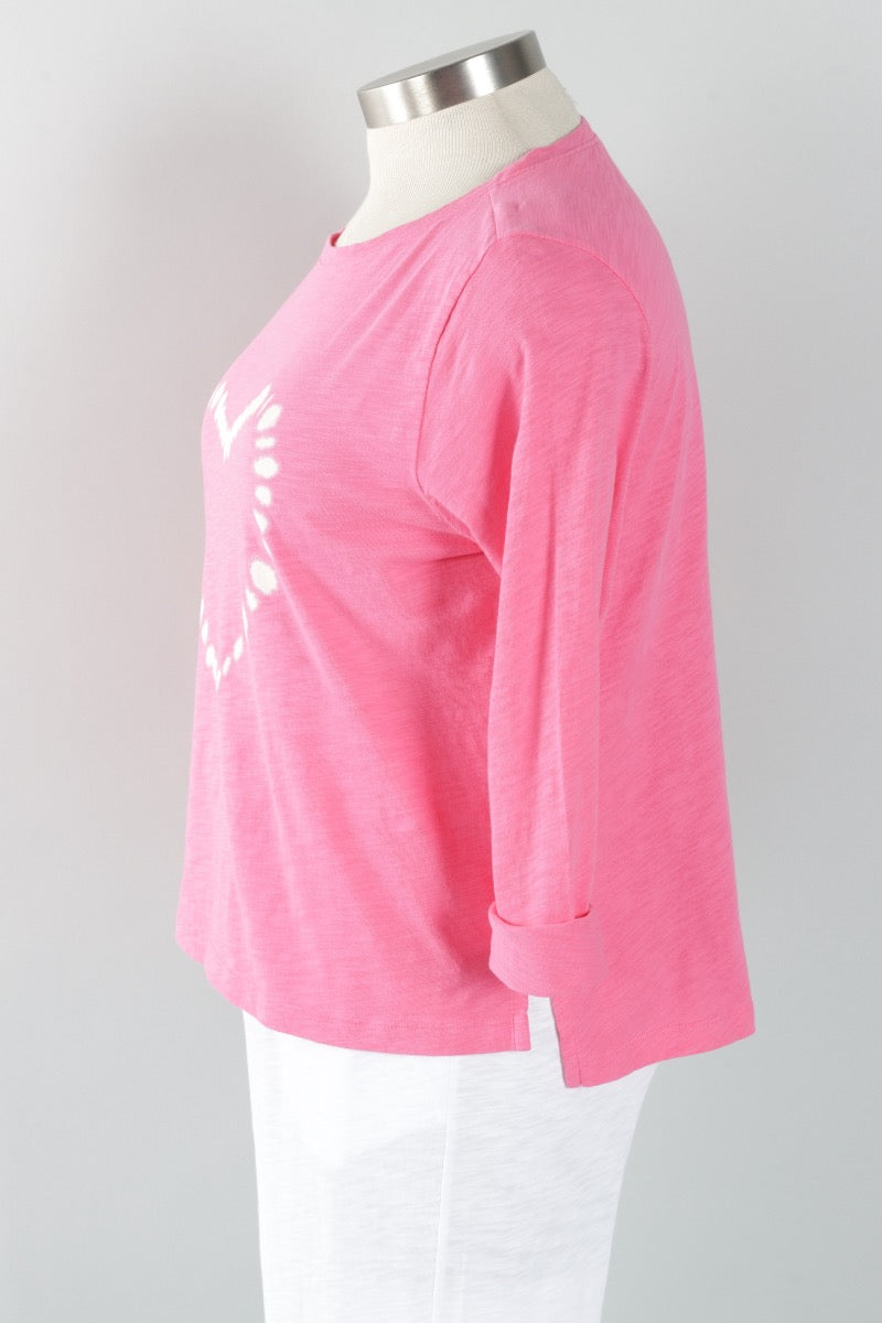 Shibori Heart Boxy Tee - Cosmo