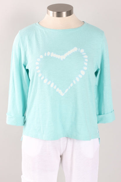 Shibori Heart Boxy Tee - Mint