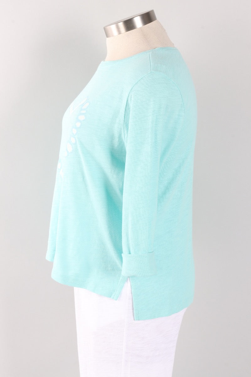 Shibori Heart Boxy Tee - Mint