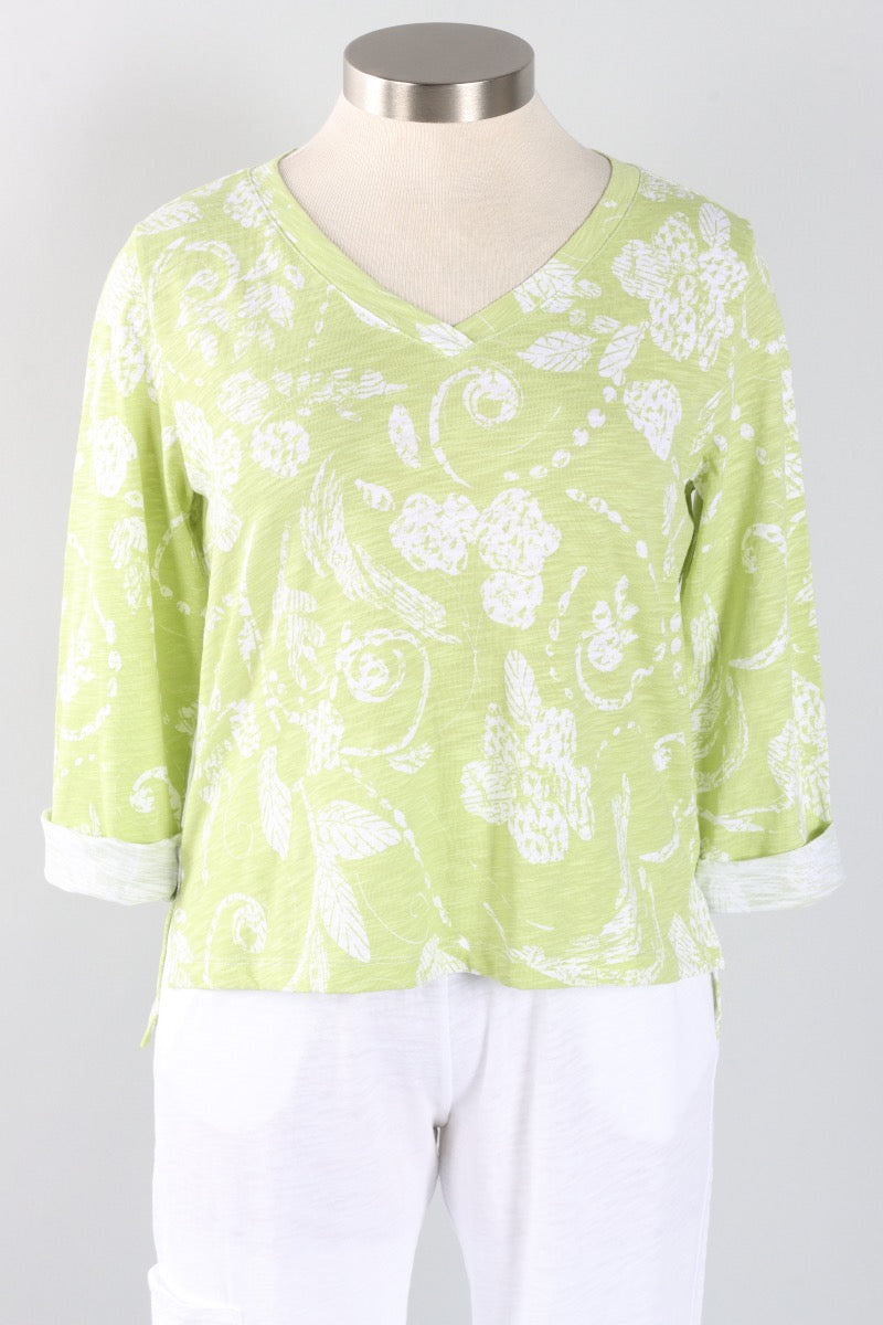 Boxy V-Neck - Kiwi Vintage Scroll