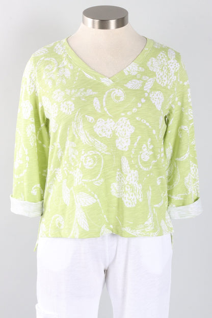 Boxy V-Neck - Kiwi Vintage Scroll