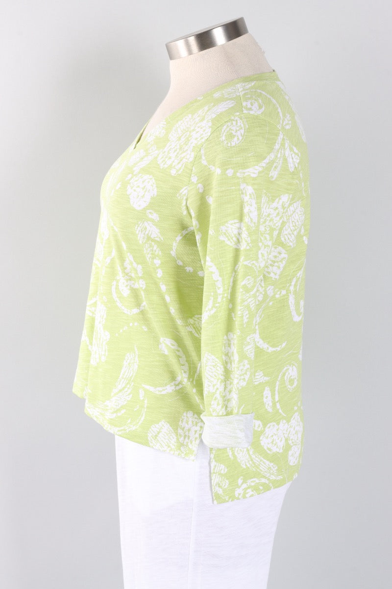 Boxy V-Neck - Kiwi Vintage Scroll