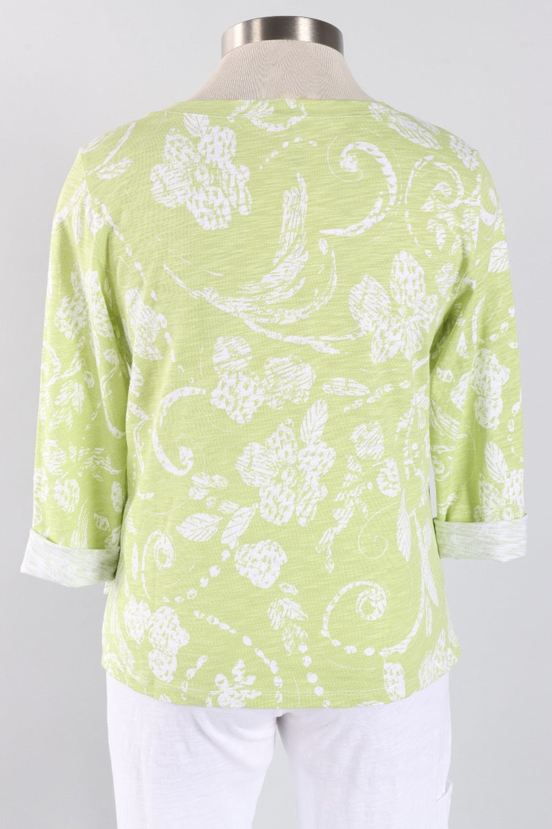 Boxy V-Neck - Kiwi Vintage Scroll