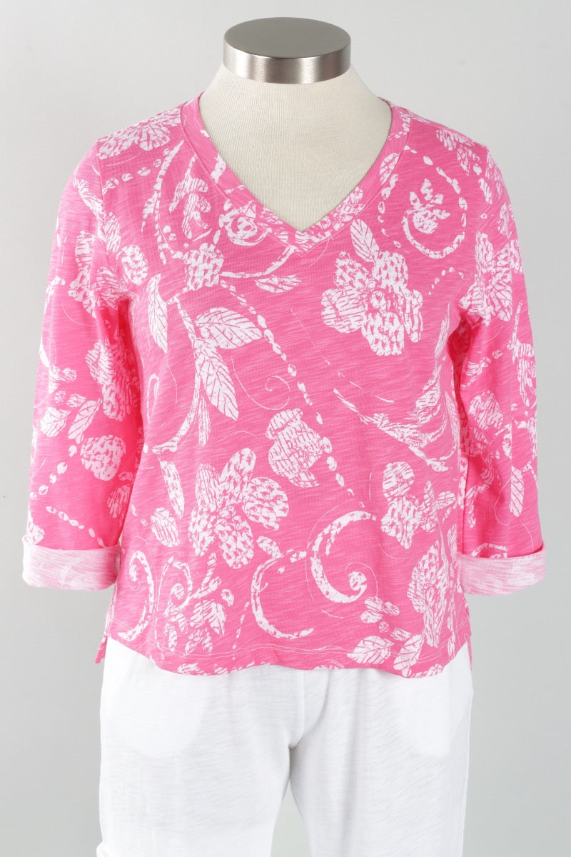 Boxy V-Neck - Cosmo Vintage Scroll