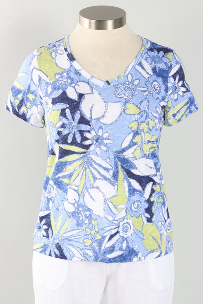 V Neck Tee - Resort Fiji Floral