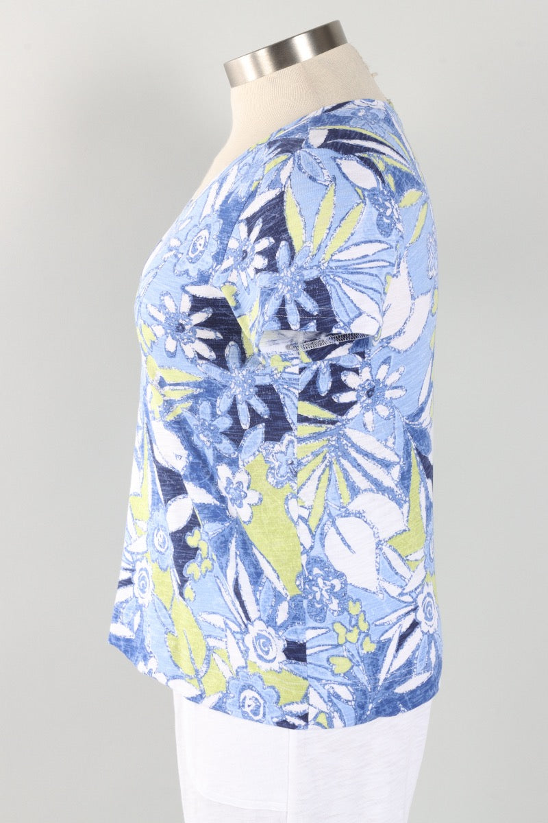 V Neck Tee - Resort Fiji Floral
