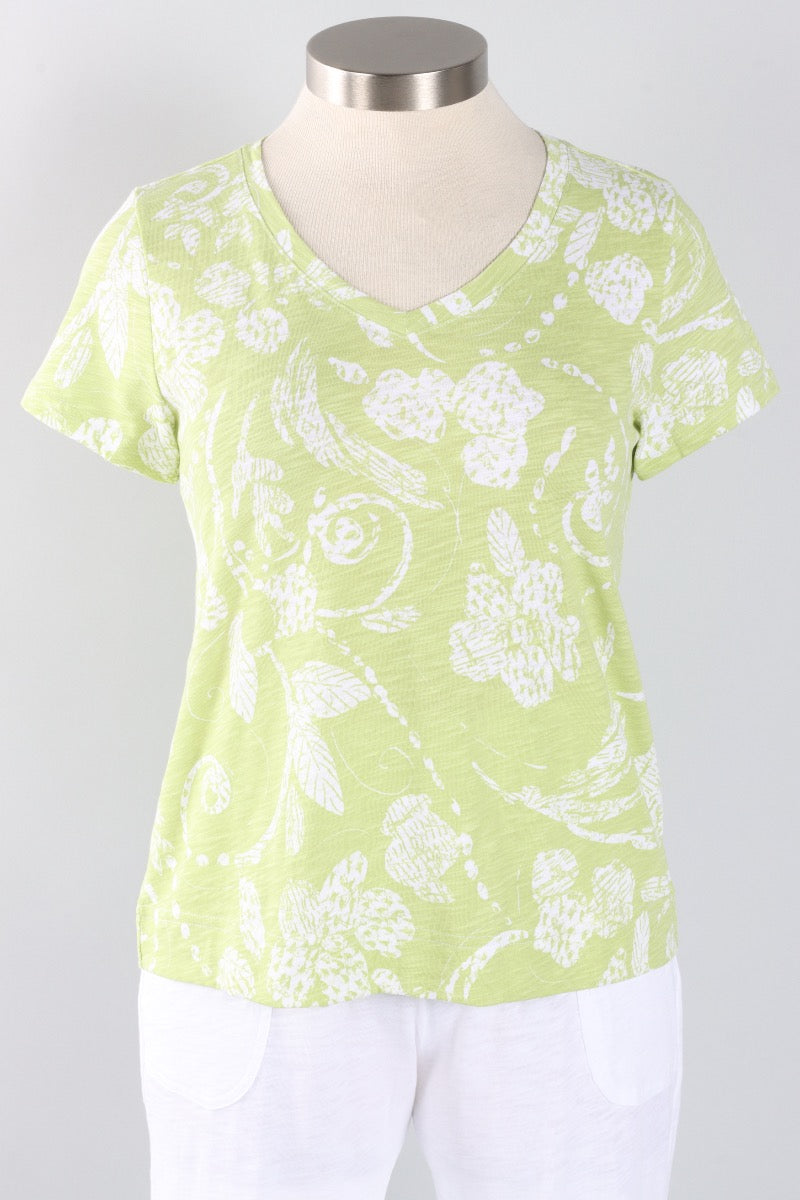 V-Neck Tee - Kiwi Vintage Scroll
