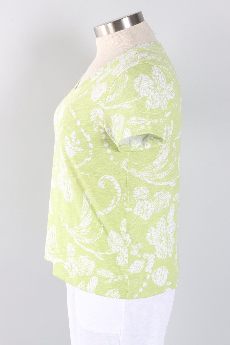 V-Neck Tee - Kiwi Vintage Scroll