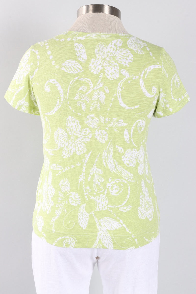 V-Neck Tee - Kiwi Vintage Scroll