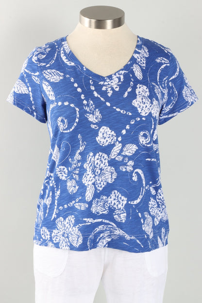 V-Neck Tee - Resort Vintage Scroll