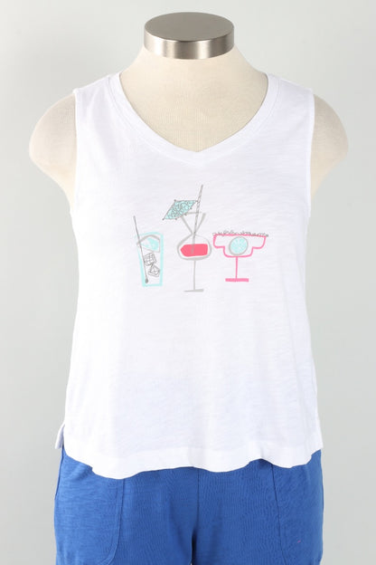 V Neck Tank - White Escape Cocktails