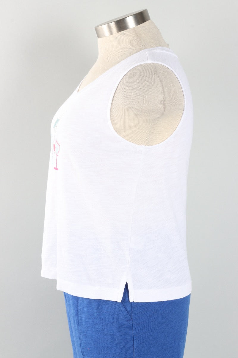 V Neck Tank - White Escape Cocktails