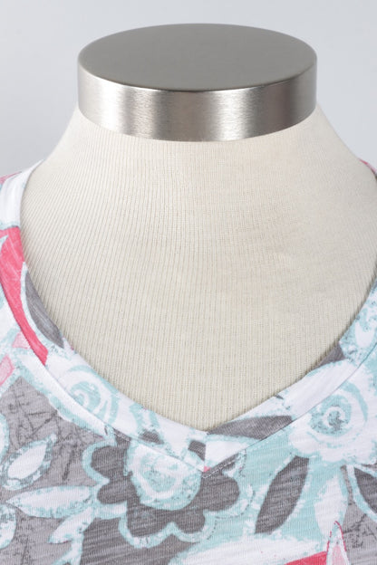 V Neck Tee - Poppy Fiji Floral