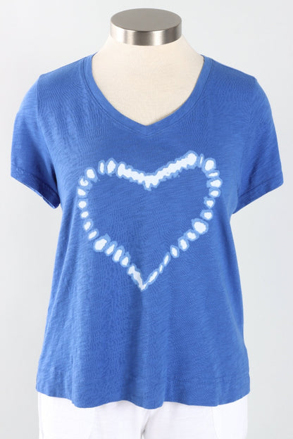 Shibori Heart V-Neck Tee - Resort