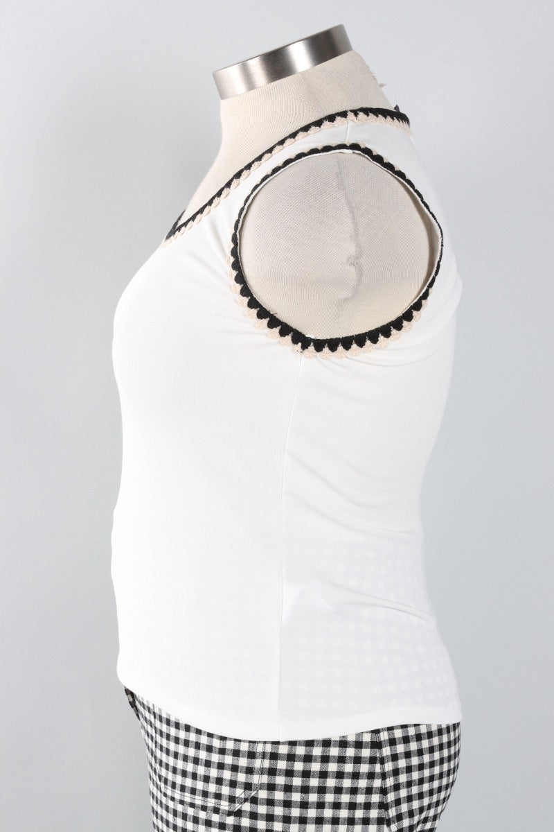 Crochet Detail Tank - Ecru