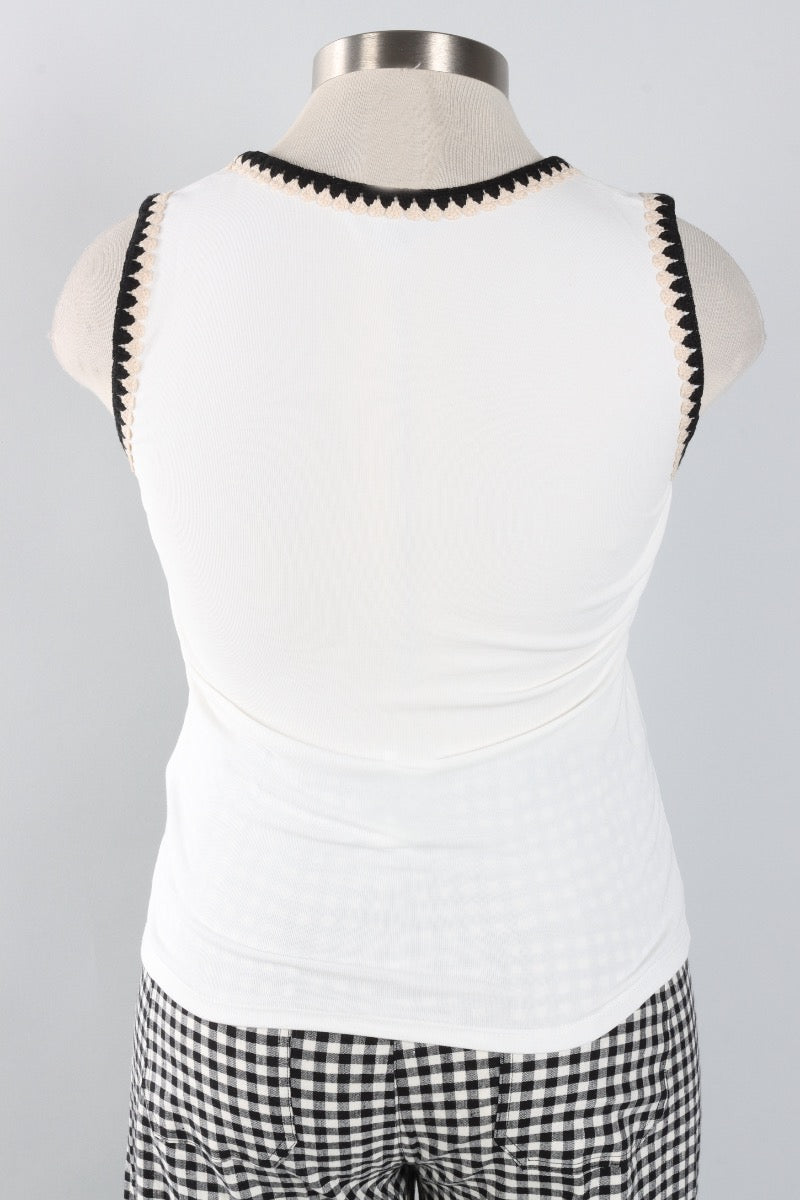 Crochet Detail Tank - Ecru