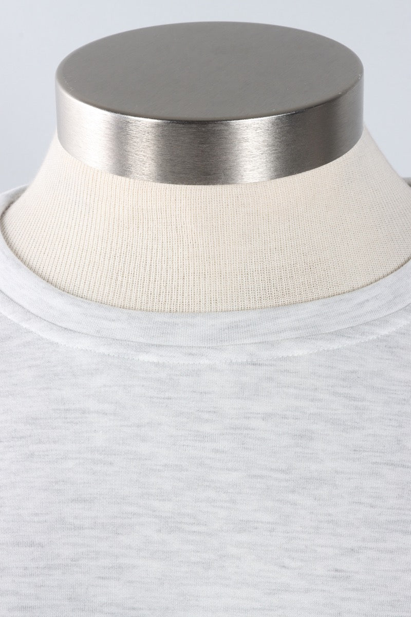 Soft Scuba Blanket Stitch Top - Light Grey