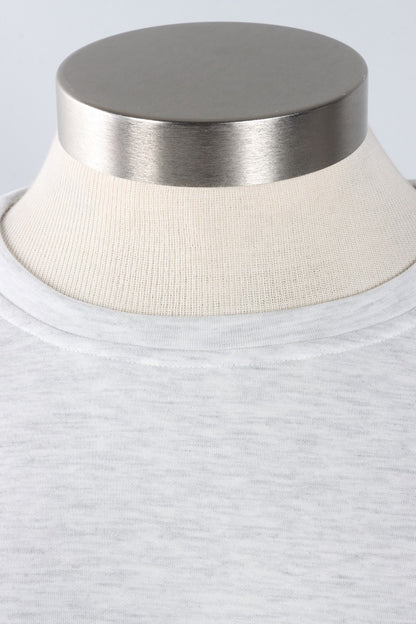 Soft Scuba Blanket Stitch Top - Light Grey