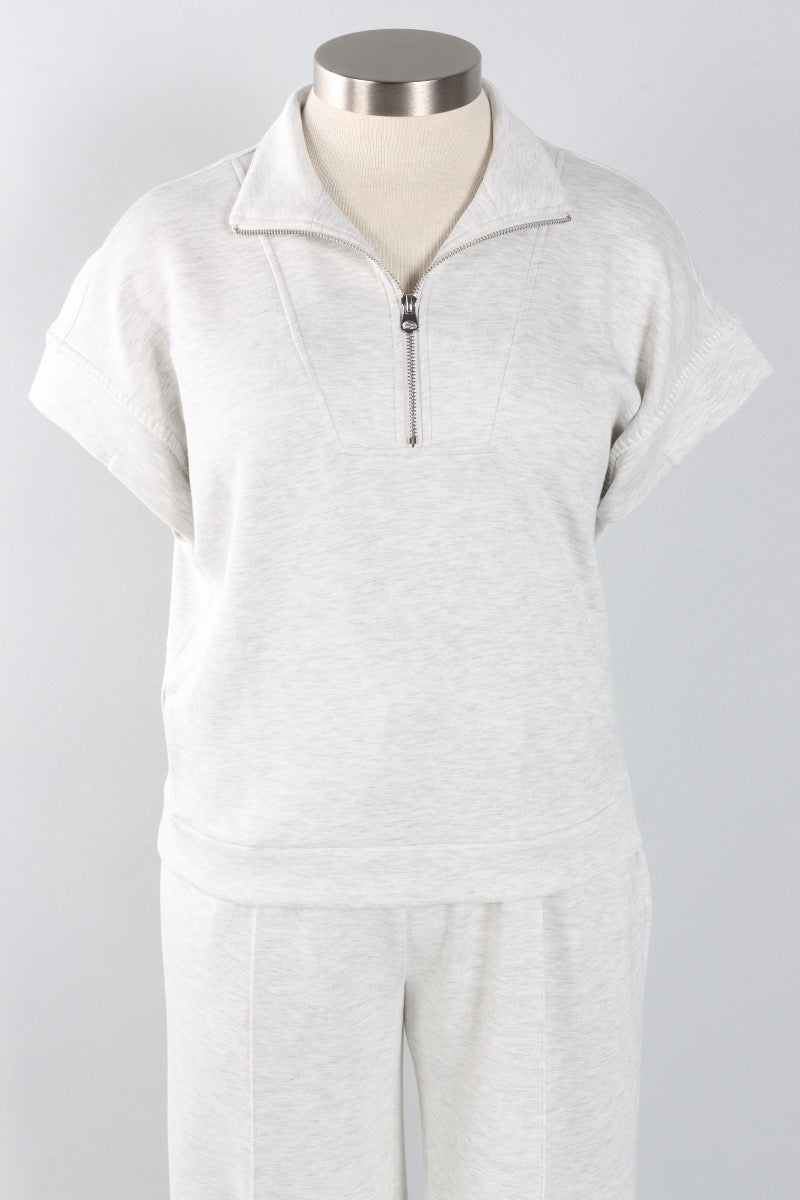 Soft Scuba Half-Zip Top - Light Grey
