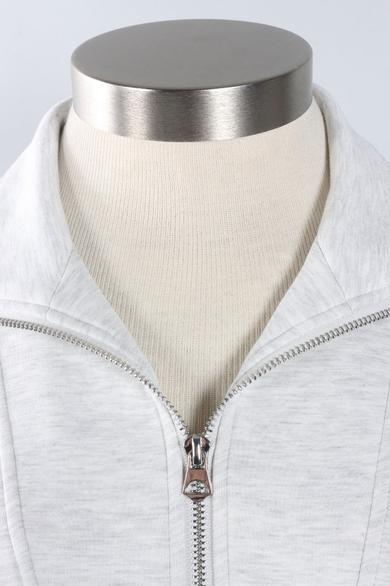 Soft Scuba Half-Zip Top - Light Grey