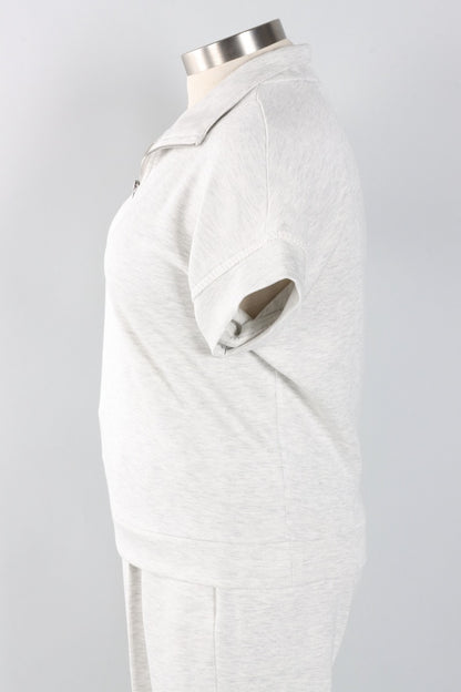 Soft Scuba Half-Zip Top - Light Grey