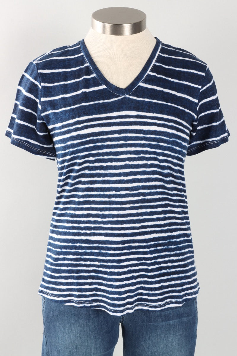 Short Sleeve V-Neck Tee - Stripes