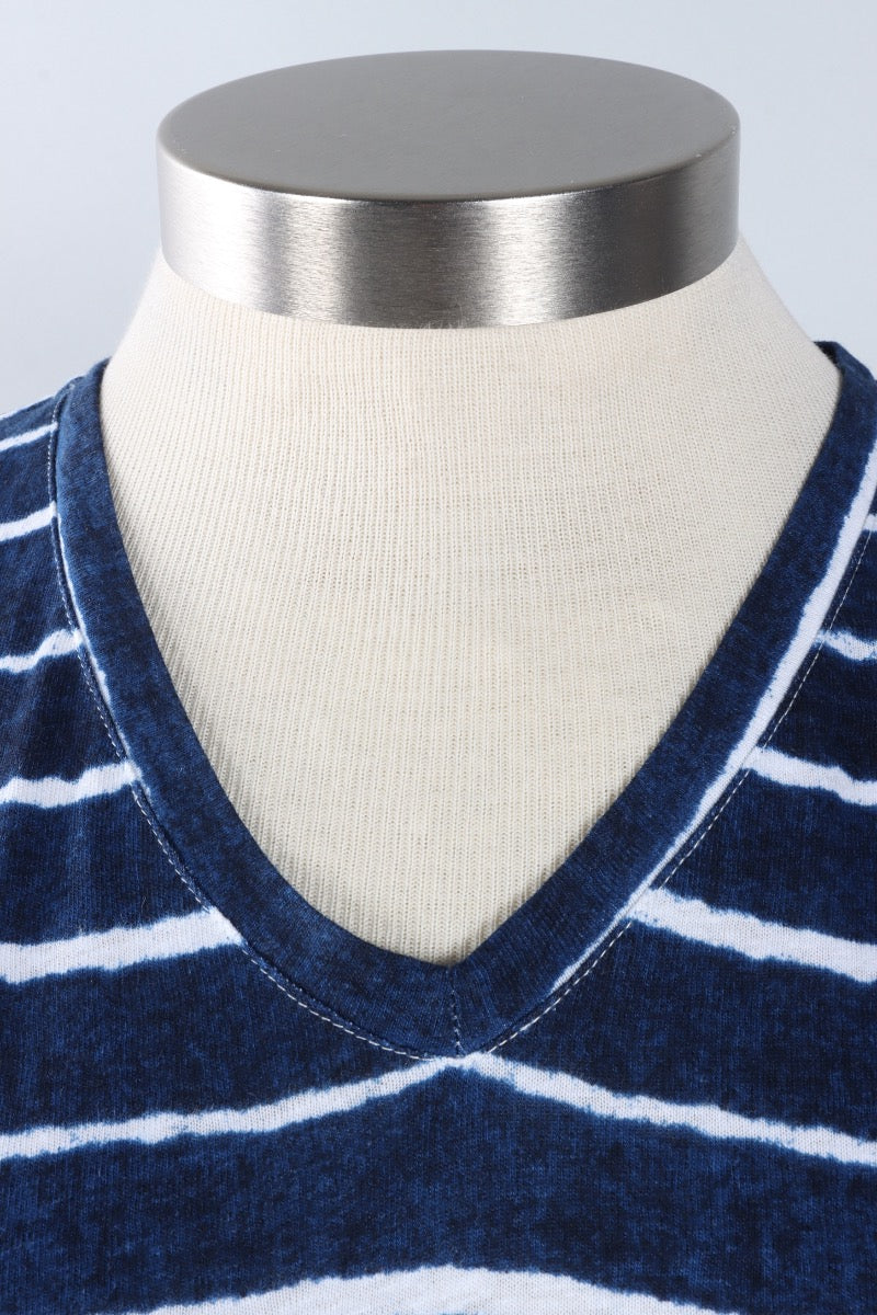 Short Sleeve V-Neck Tee - Stripes