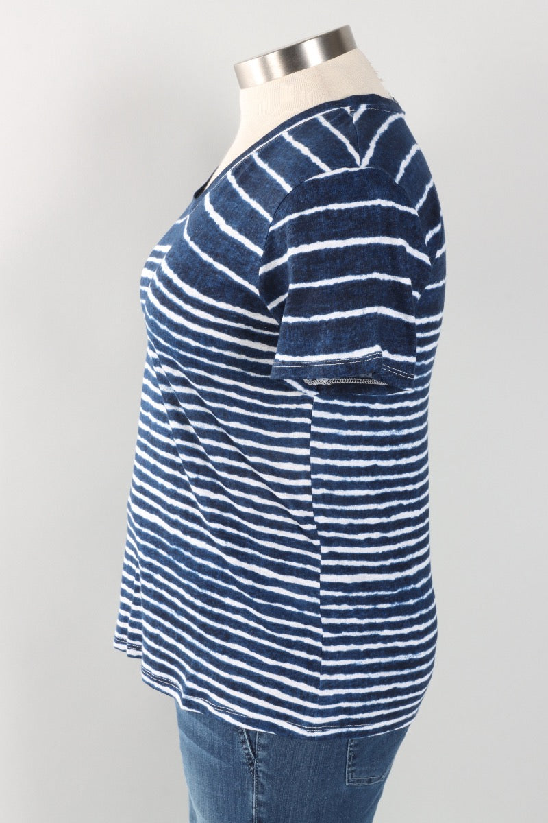Short Sleeve V-Neck Tee - Stripes