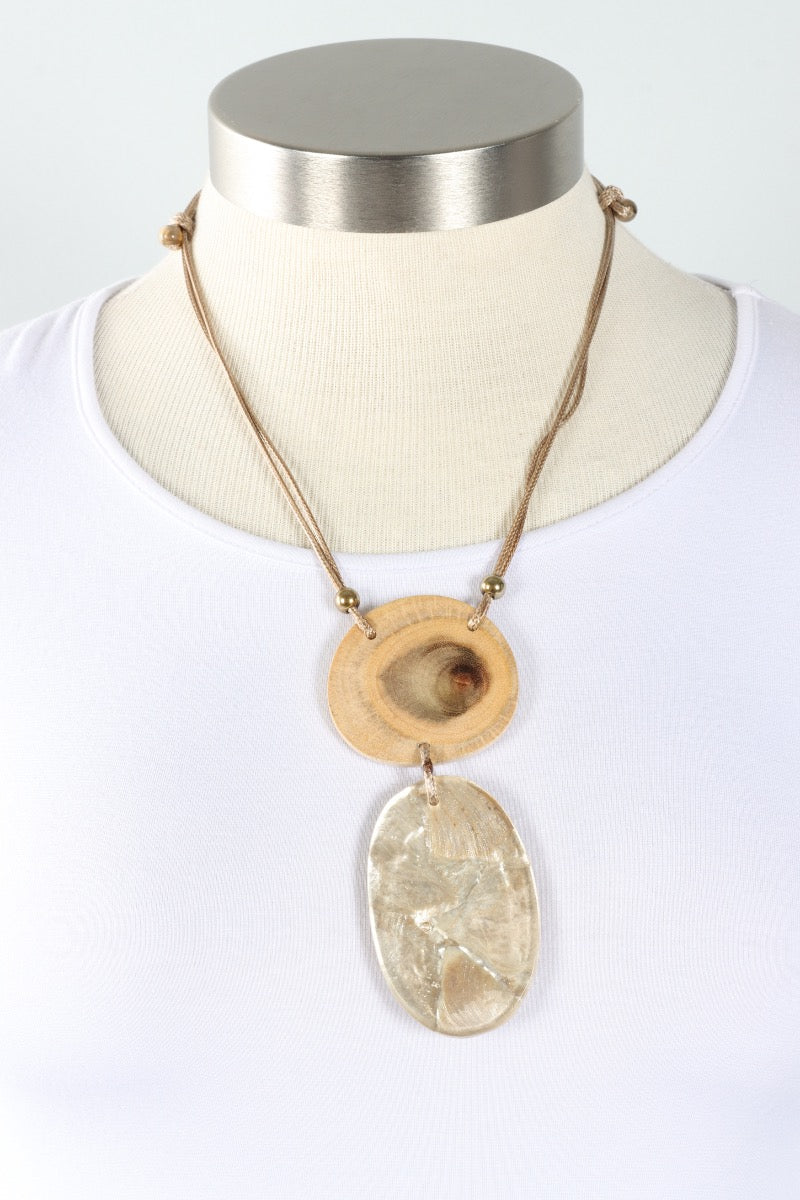 Double Pendant Necklace - Natural
