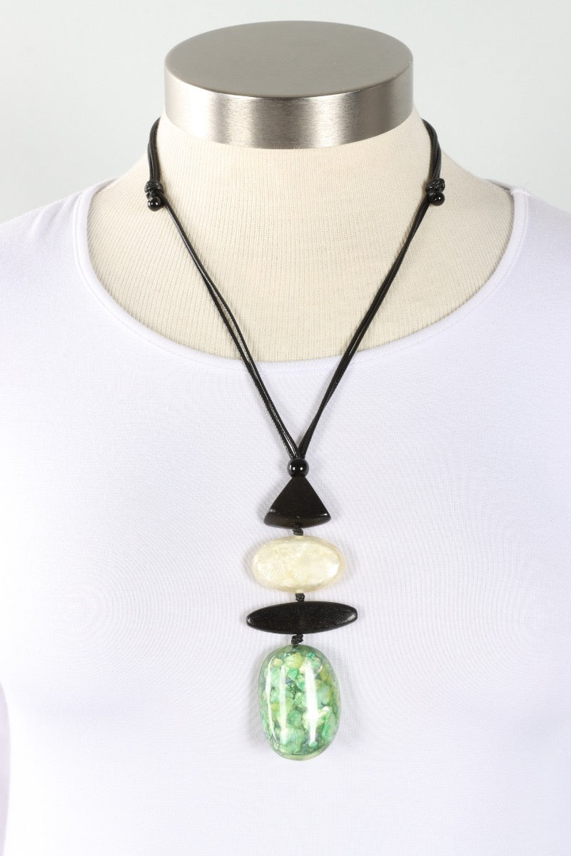 Stacked Necklace - Black Ivory & Green